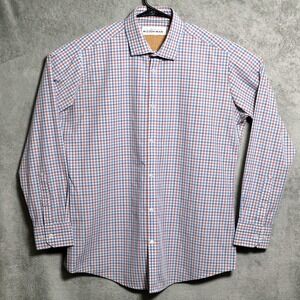 Mizzen Main Shirt Mens Medium Blue Red Plaid Leeward Performance Dress Shirt